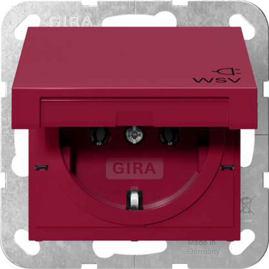 wandcontactdoos met randaarde KD opdr.WSV System 55 rood