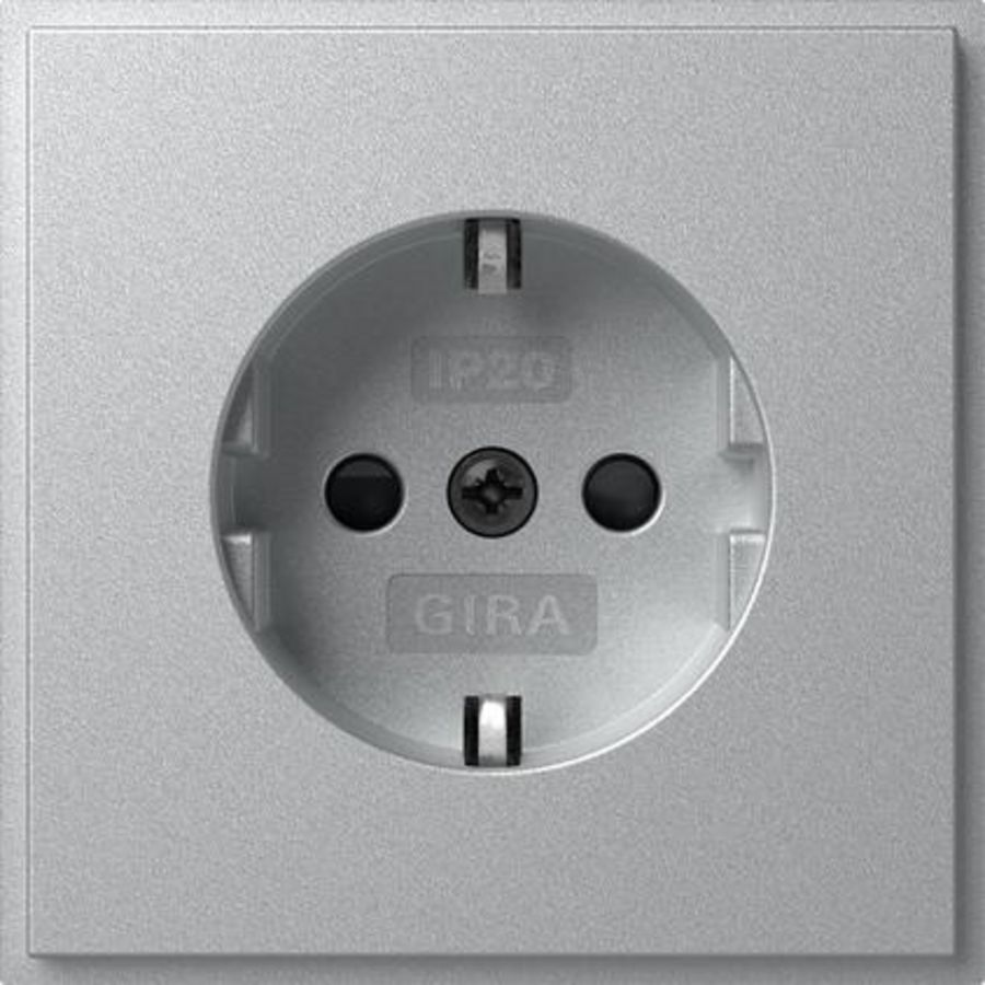 wandcontactdoos met randaarde Safety Plus (IP20) Gira TX_44 kl.alum.