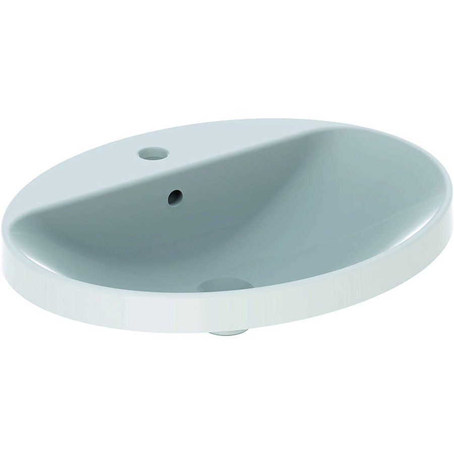 VariForm opbouwwastafel ovaal met kraanbank 60x48cm met overloop wit