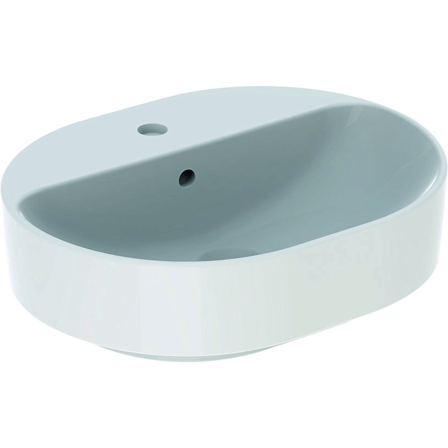 VariForm Opzetwastafel ellips 50x40cm met kraangat + overloop wit Keratect