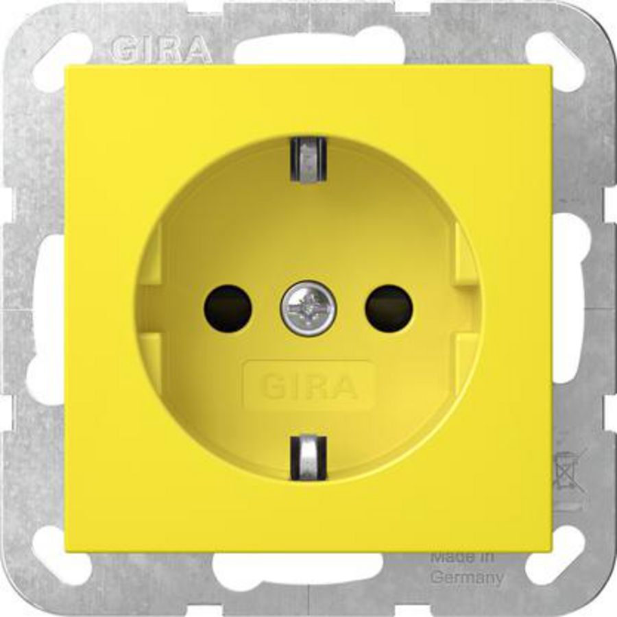 wandcontactdoos met randaarde Safety Plus + afdekking spec.stroom System 55 geel