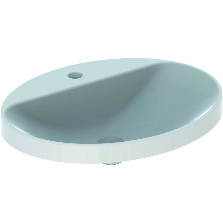 VariForm opbouwwastafel ovaal met kraanbank 60x48cm zonder overloop wit