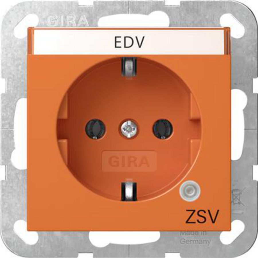 wandcontactdoos met randaarde ctrl.l. GN + TK opdr.ZSV System 55 oranje