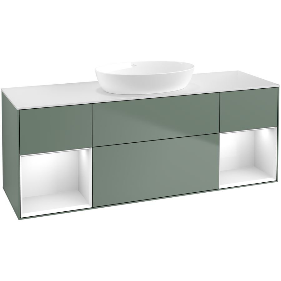 Wastafelonderkast Finion 1600x603x501mm Olive Matt Lacquer FD01GFGM