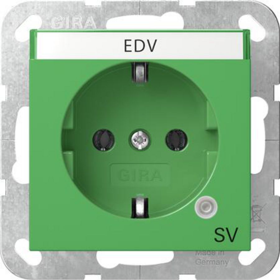 wandcontactdoos met randaarde ctrl.l. GN + TK opdr.SV System 55 groen
