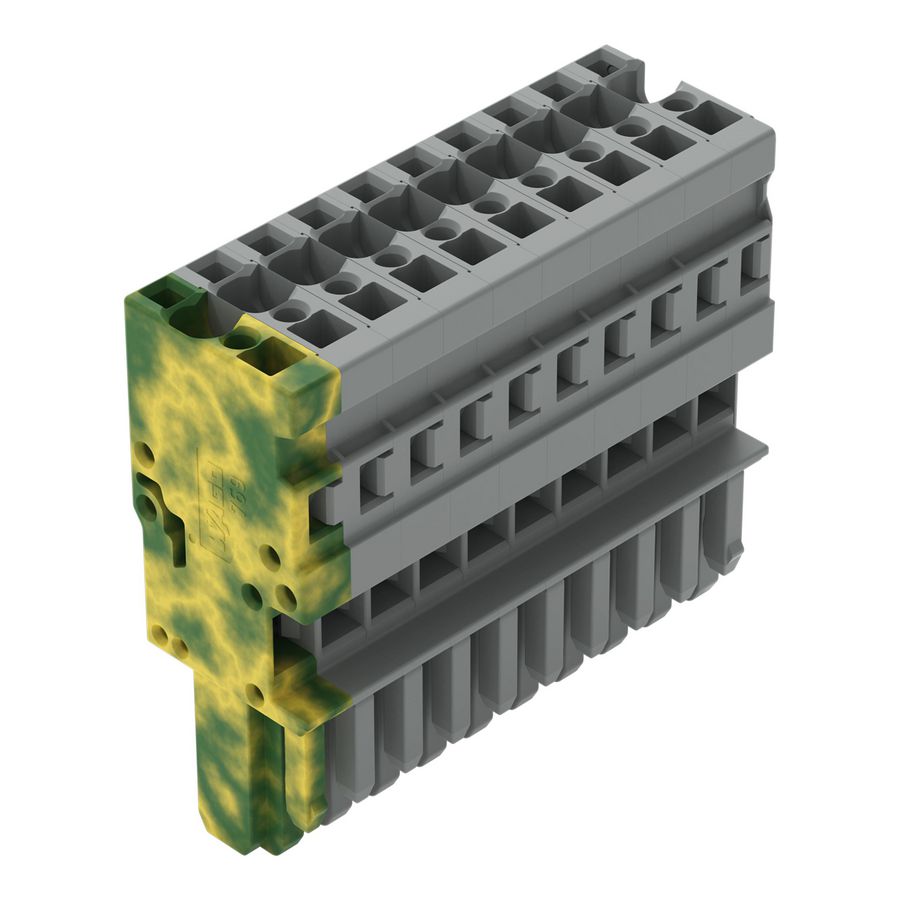 1-draads female steker CAGE CLAMP 4mm² grijs/groen-g VVE=25