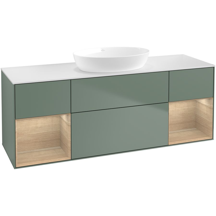 Wastafelonderkast Finion 1600x603x501mm Olive Matt Lacquer FD01PCGM