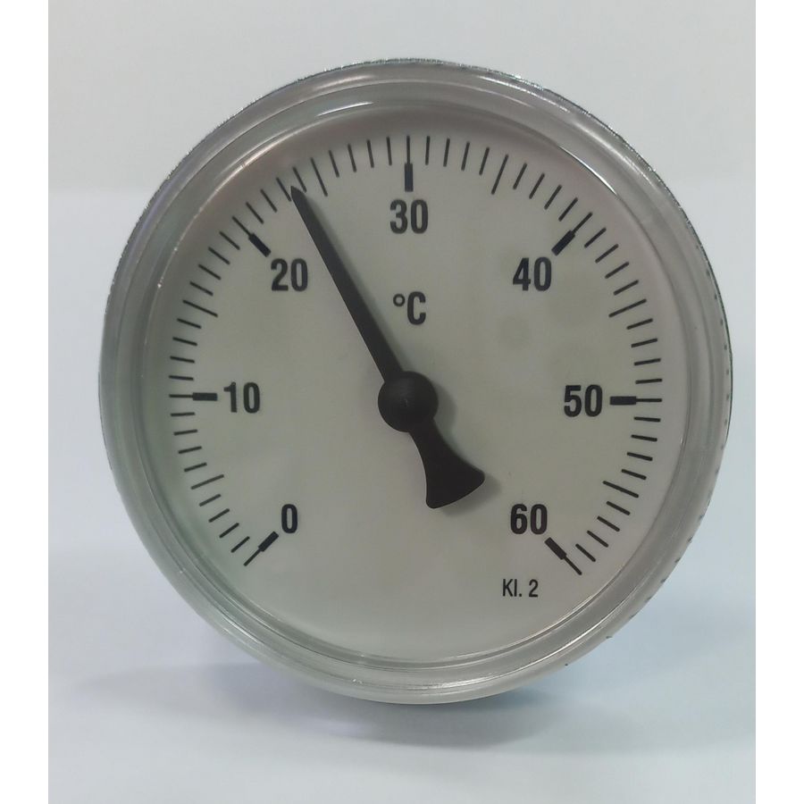 Thermometer 63mm 0-60C 1/2"axiaal L= 50mm