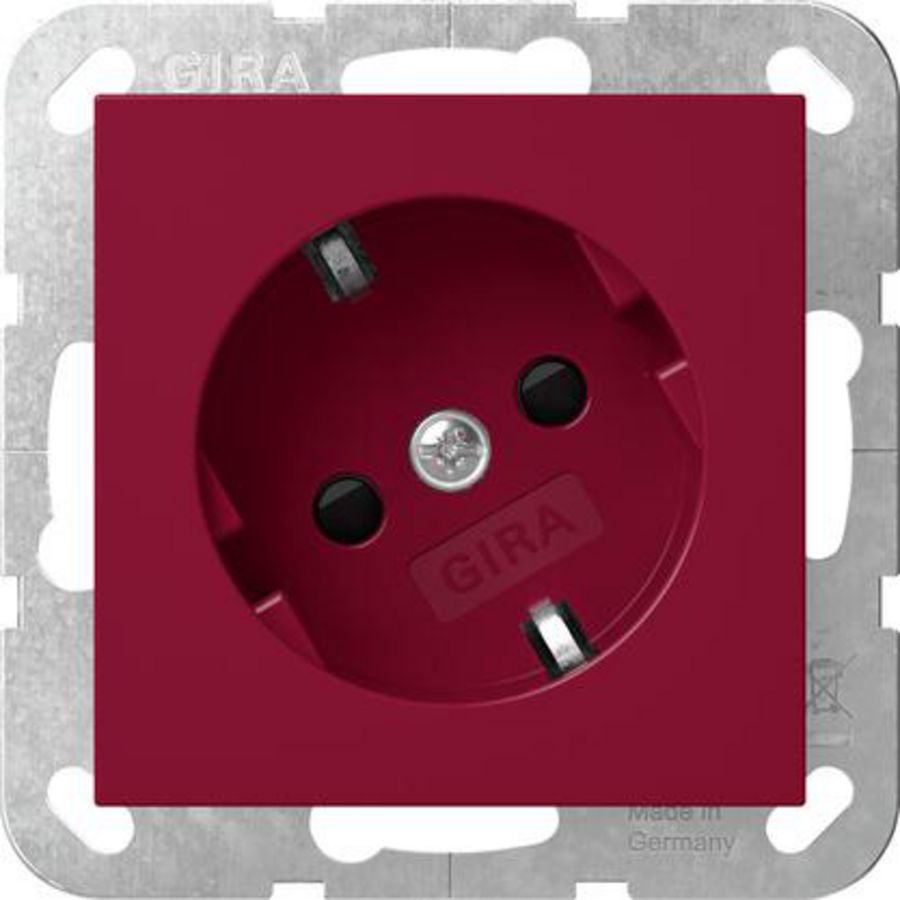 wandcontactdoos met randaarde 30° + Safety Plus opdr.WSV System 55 rood