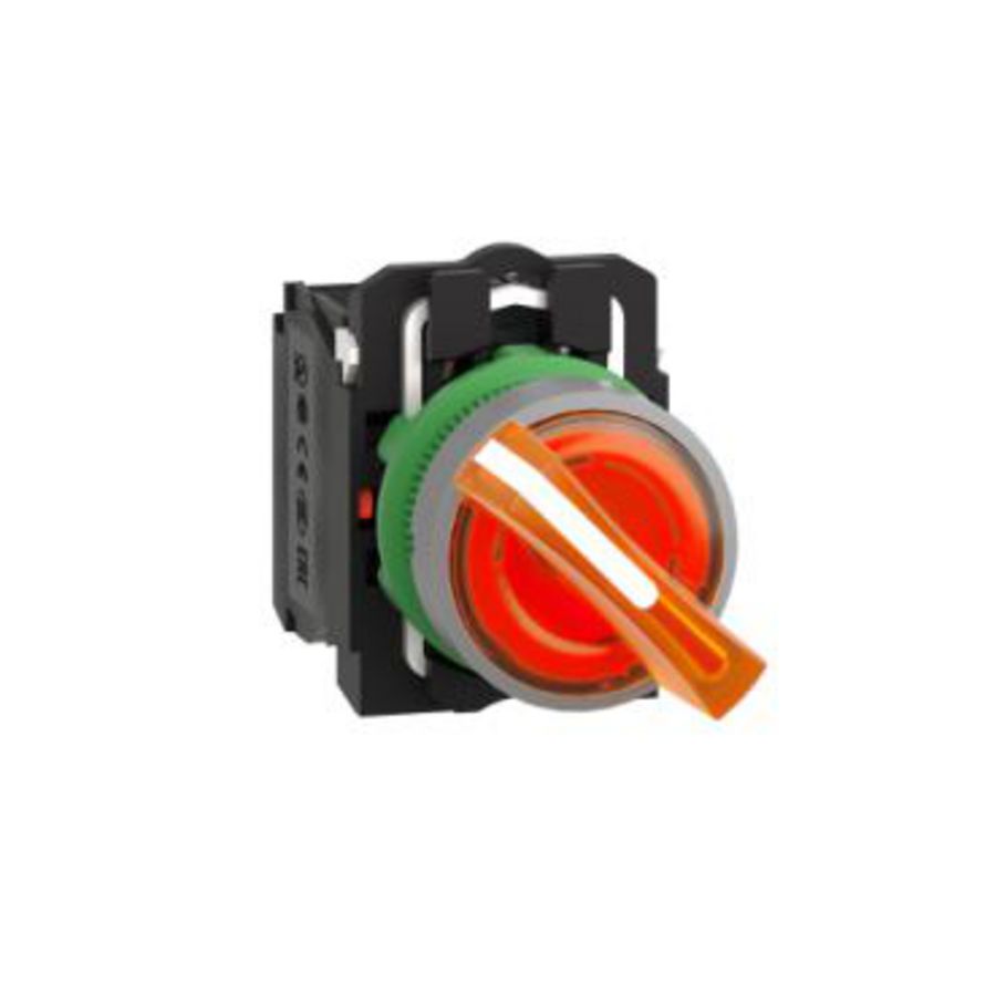 Complete illum selector switch 2 pos stay put 230VAC 1NO+1NC
