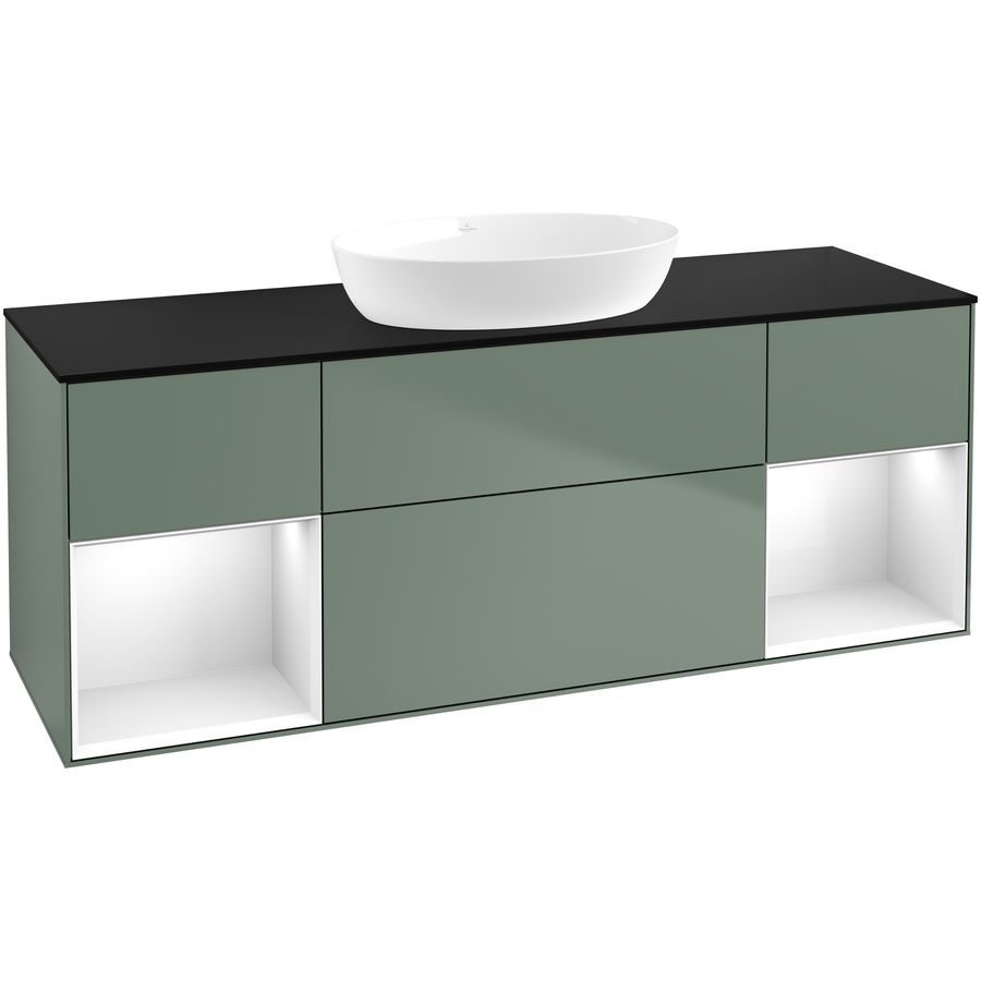 Wastafelonderkast Finion 1600x603x501mm Olive Matt Lacquer FD02GFGM
