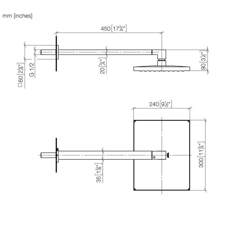 Regendouche+wandbev FlowRed 300X240mm-GGoud