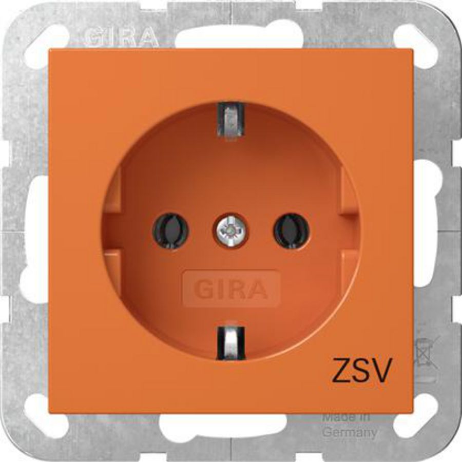 wandcontactdoos met randaarde opdr.ZSV System 55 oranje
