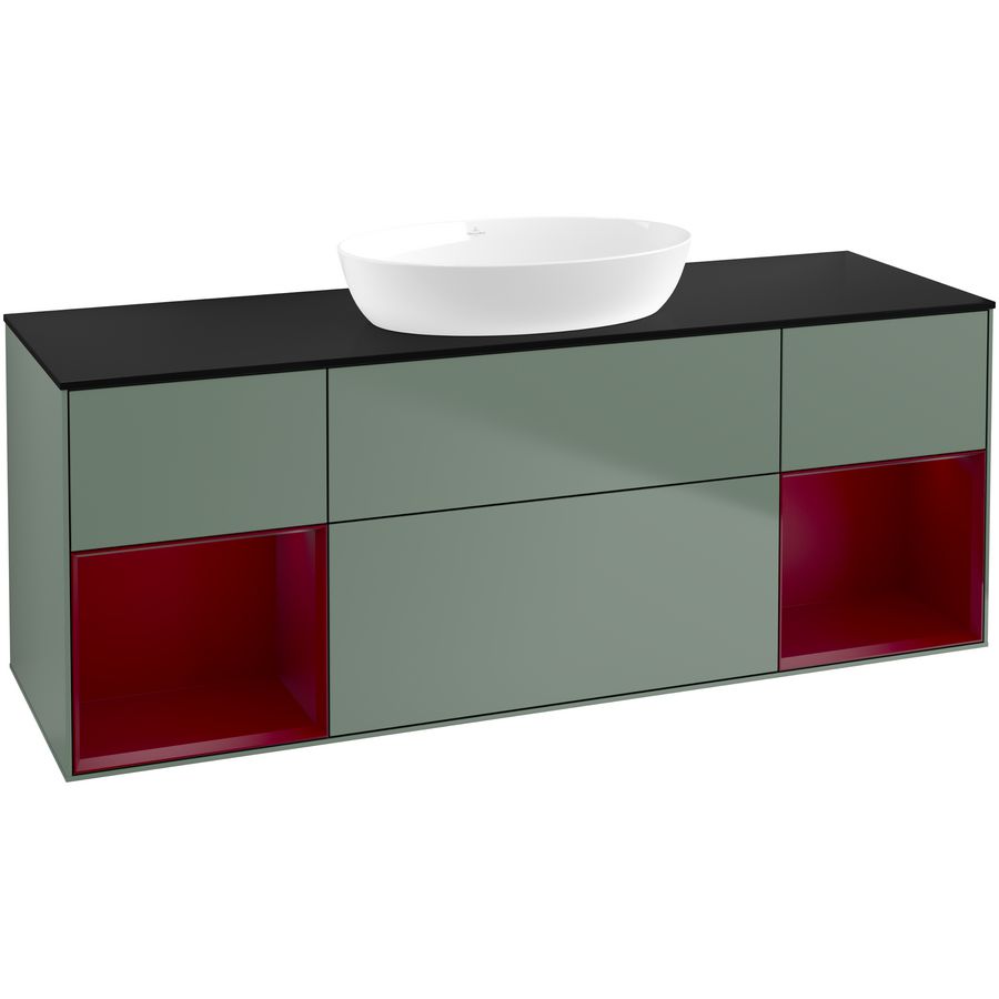 Wastafelonderkast Finion 1600x603x501mm Olive Matt Lacquer FD02HBGM