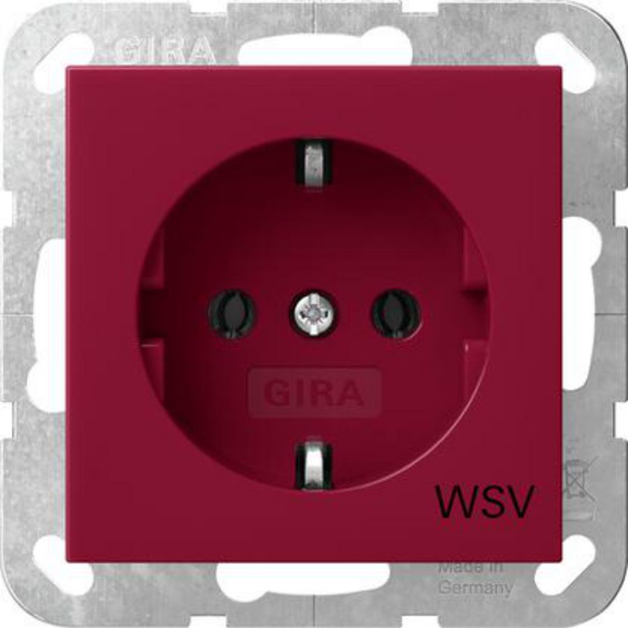 wandcontactdoos met randaarde opdr.WSV System 55 rood