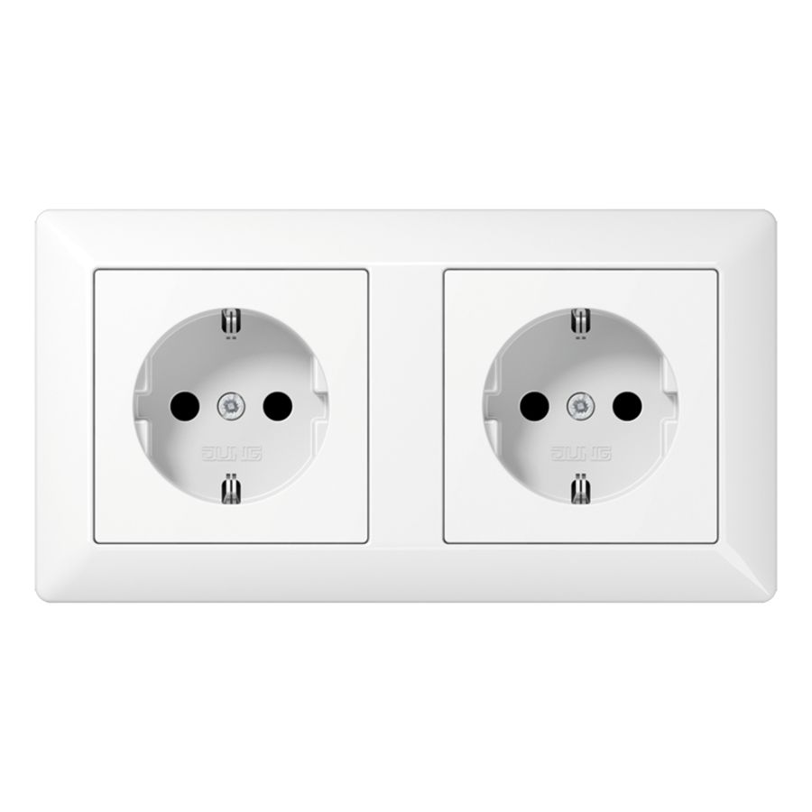 Wandcontactdoos alpin wit 2-voudig met R/A AS500 incl. afdekraam
