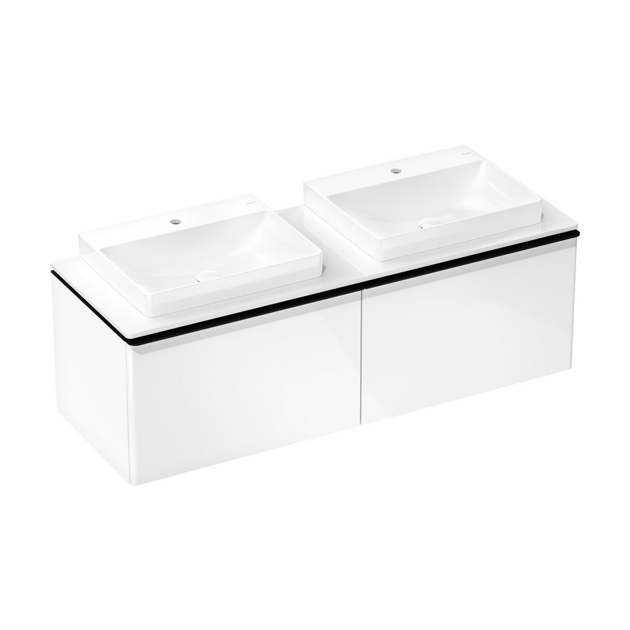 Onderkast wit hoogglans 1560x550mm 2x la voor consoles greepkleur mat zwart Xelu Q 54070670