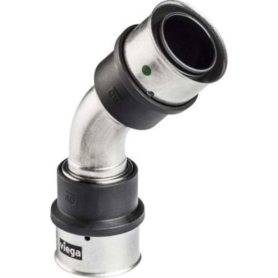 Bochtkoppelng 45° SMARTPRESS 32x32mm RVS 6726