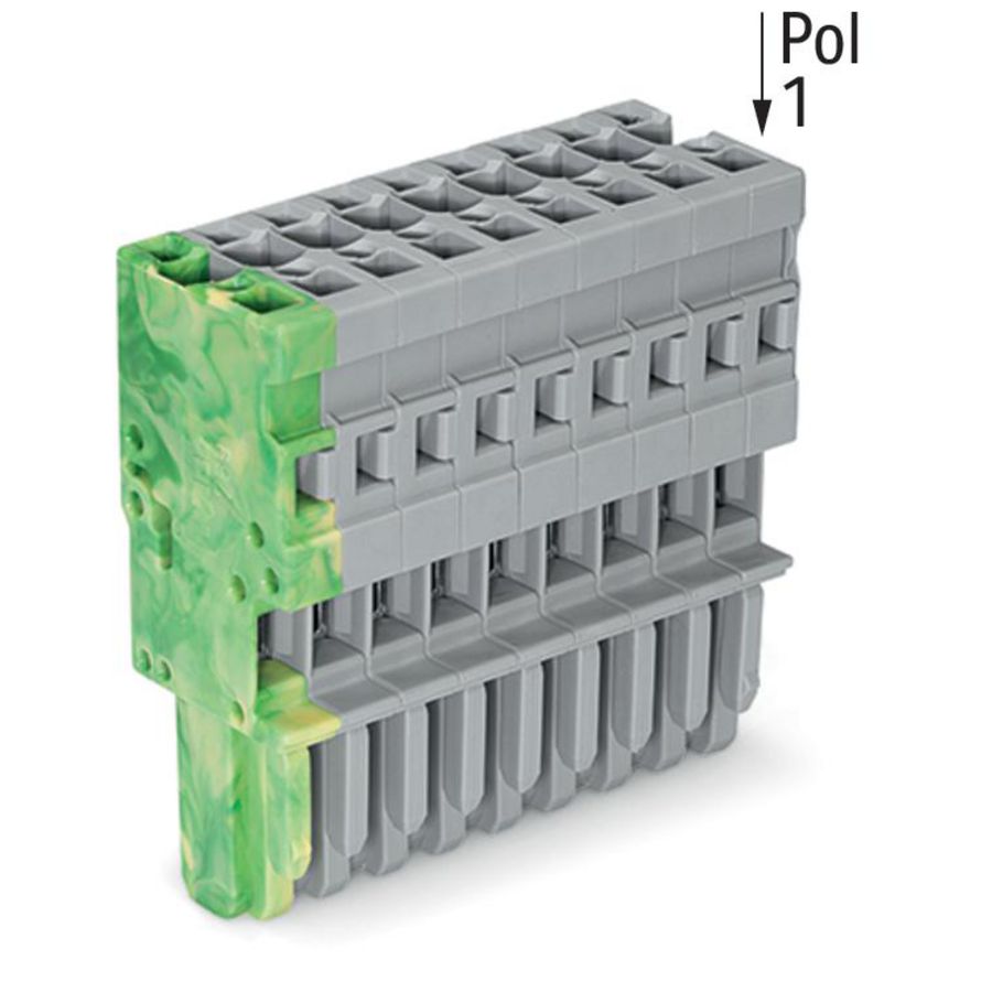1-draads female steker CAGE CLAMP 4mm² grijs/groen-g VVE=25