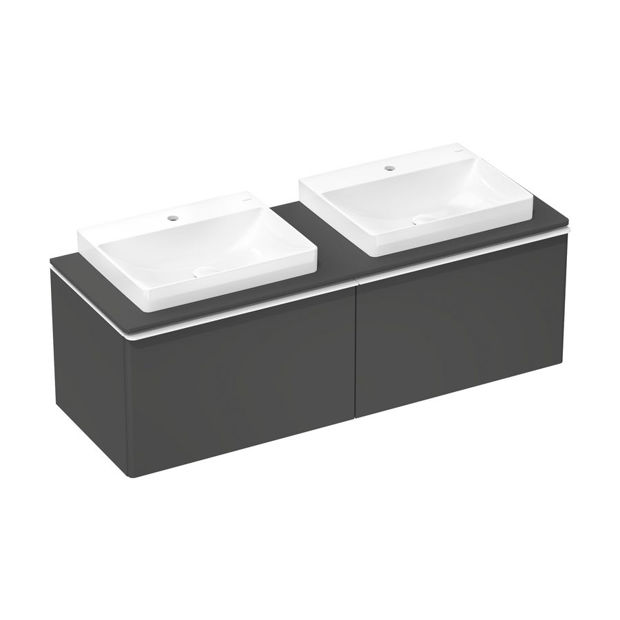 Onderkast mat grijs diamant 1560x550mm 2x la voor consoles greepkleur mat wit Xelu Q 54071700
