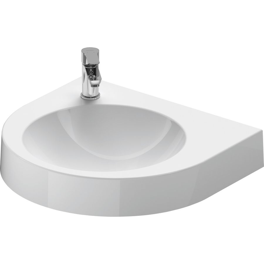 ARCHITEC #044958 wastafel 575mm wit zonder kraangat positie zeepdispenser: rechts (voorgestoken)