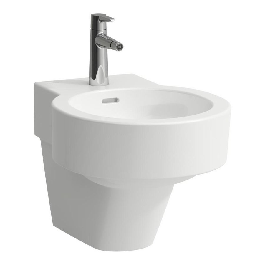 Wandbidet met kraangat m. overl. en gesloten zijden lcc-wit