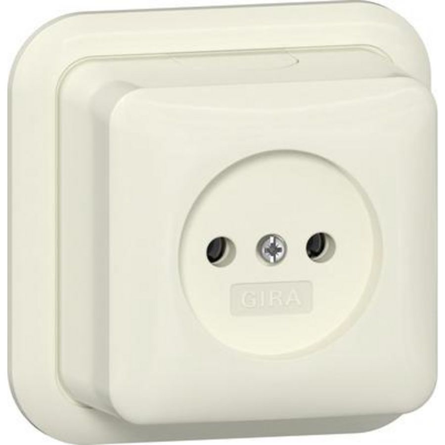 wandcontactdoos ongeaard 2-p + K/P25 Opbouw creme wit
