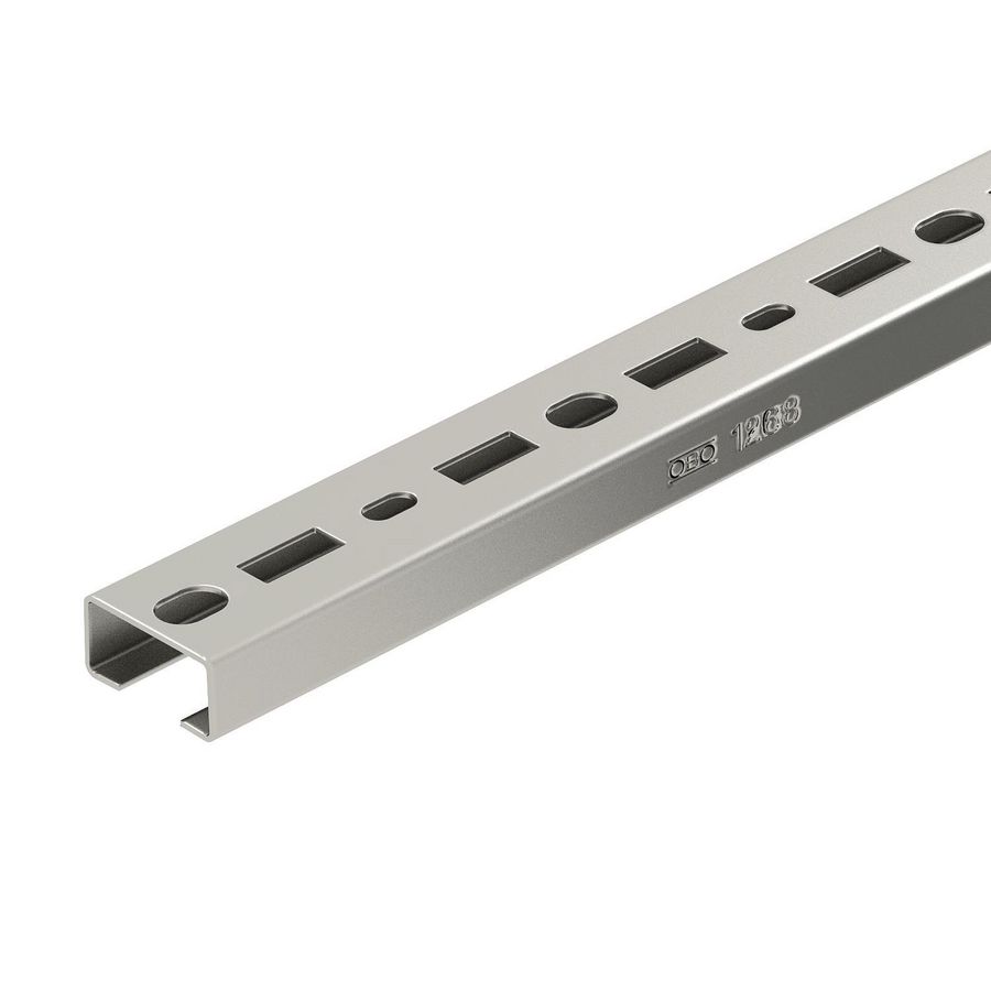 Lengte a 1m. profielrail geperforeerd sleufbreedte 17mm 35x18mm rvs