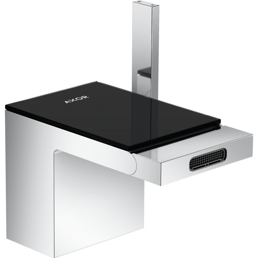 AXOR MyEdition 1-hendel bidetmengkraan met afvoergarnituur chroom/zwart glas