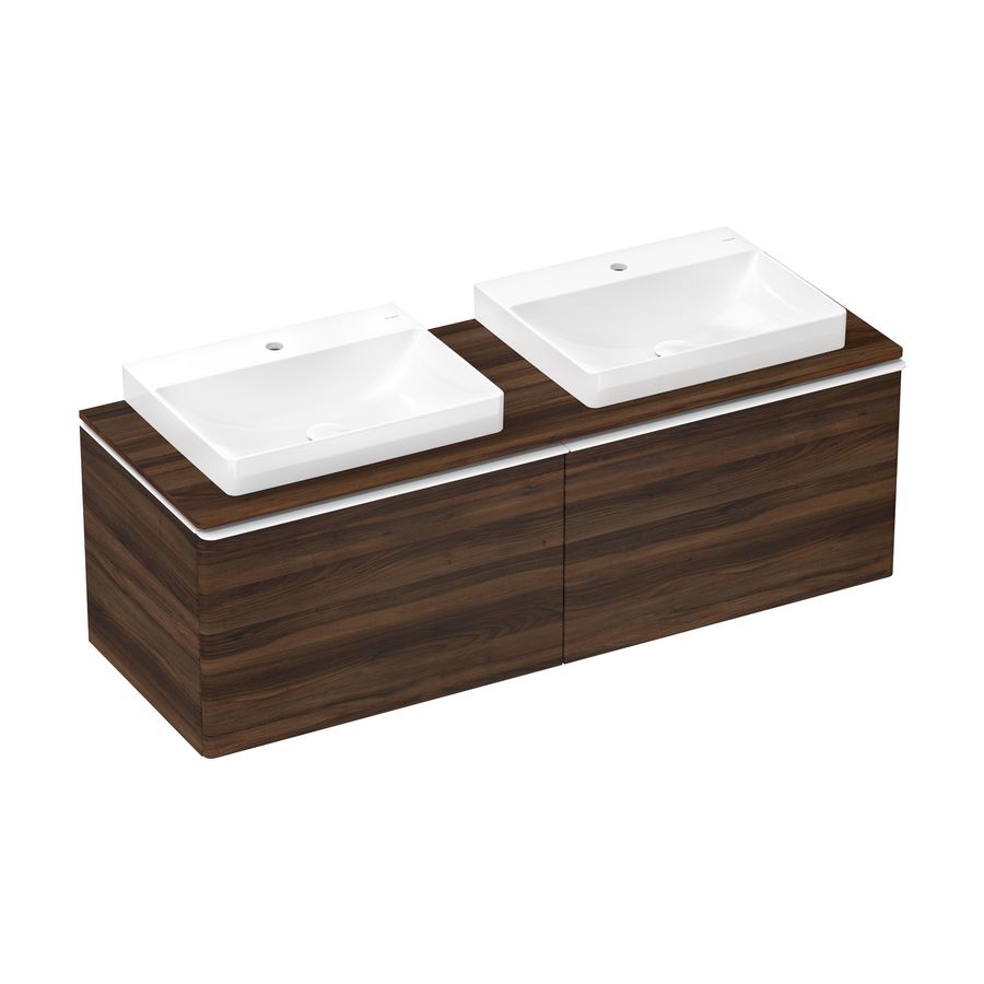Onderkast Dark Walnut 1560x550mm 2x la voor consoles greepkleur mat wit Xelu Q 54073700