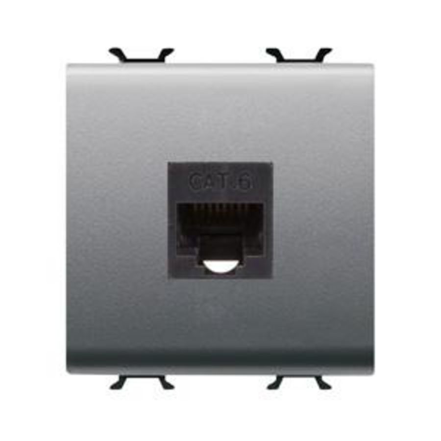 RJ45 SOCKET-CATEGORY 6-UTP-2 MODULES-TITANIUM-CHOR