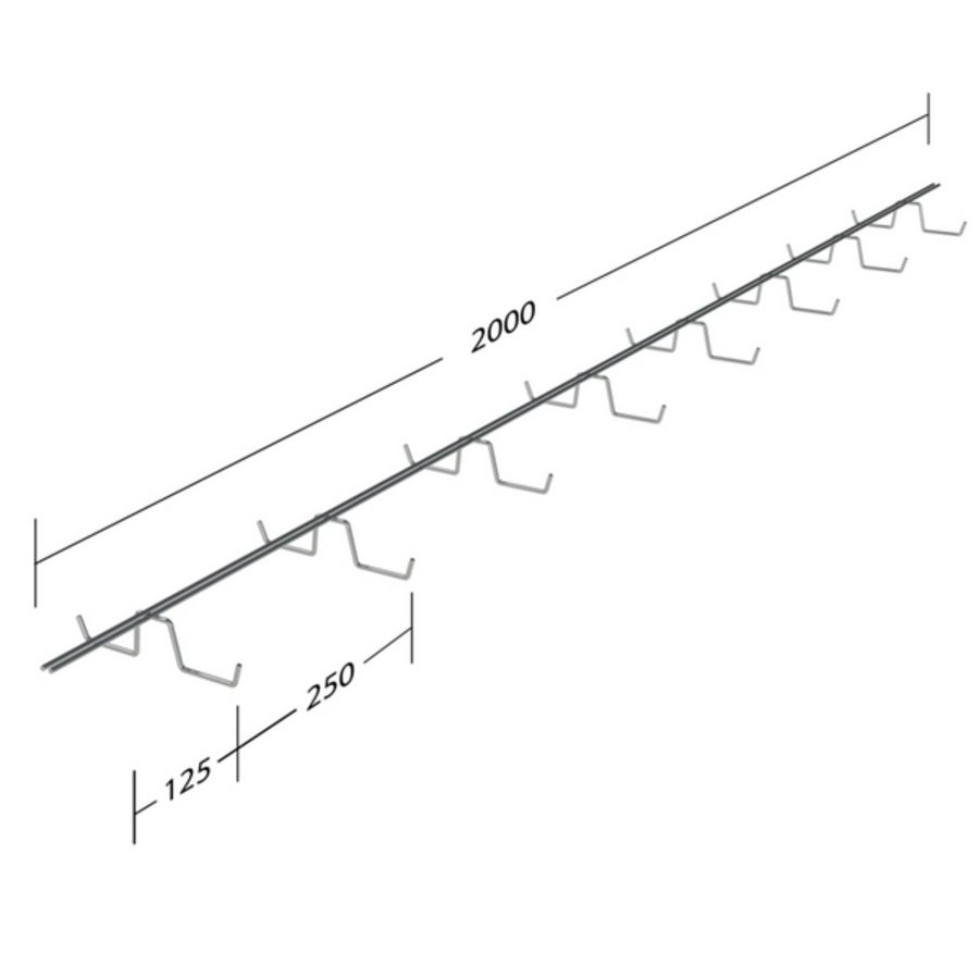 Draadgoot flex kapstokgoot verzinkt staal 200x50mmx2m VVE=10