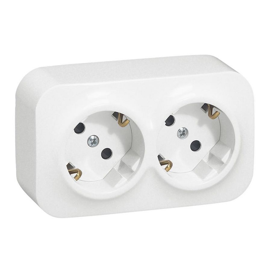 Wandcontactdoos 2x2P + A wit met KV Forix
