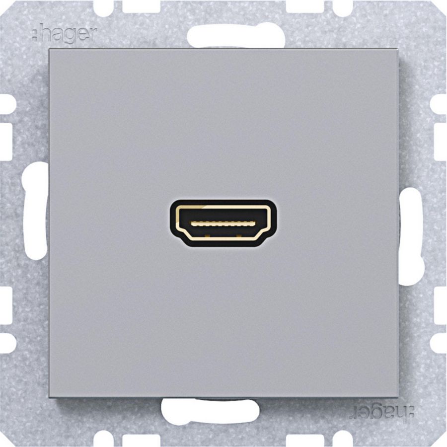 HDMI-contactdoos met 90gr. stekkeraansluiting A.x/C.x titaan
