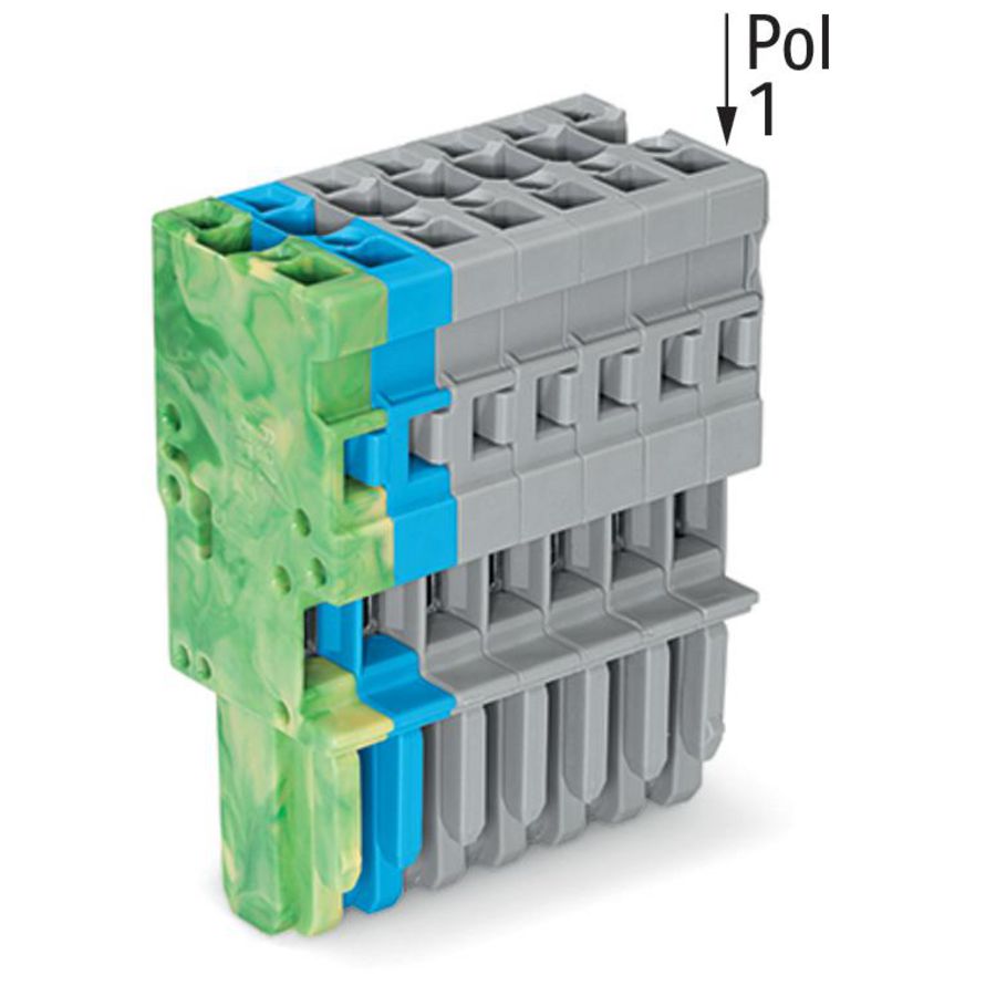 1-draads female steker CAGE CLAMP 4mm² grijs/blauw/g VVE=25