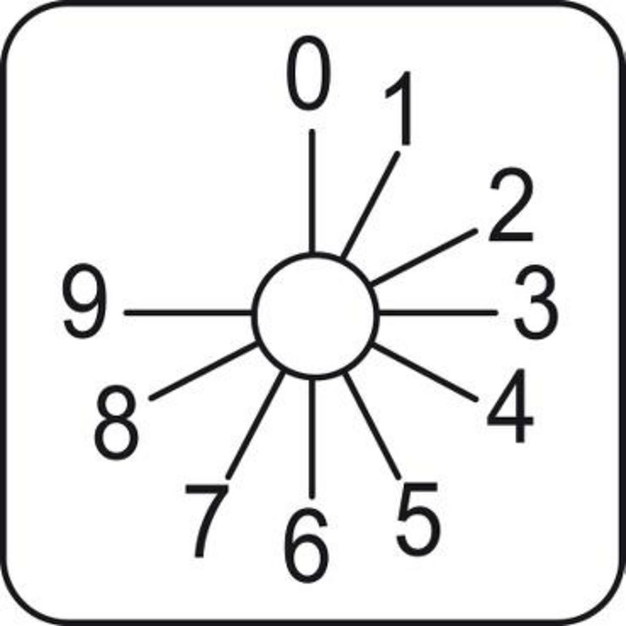 Etiket voor nokkenschakelaar 0 tot 9 45x45mm Harmony K1/K2