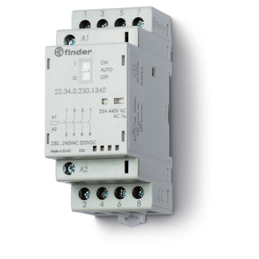 Magneetschakelaar 2 maakcontacten 2V 25A 230VUC