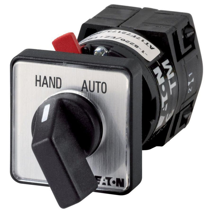 Omschakelaar 2 cont. 10A frontplaat:Hand-Auto 60gr.