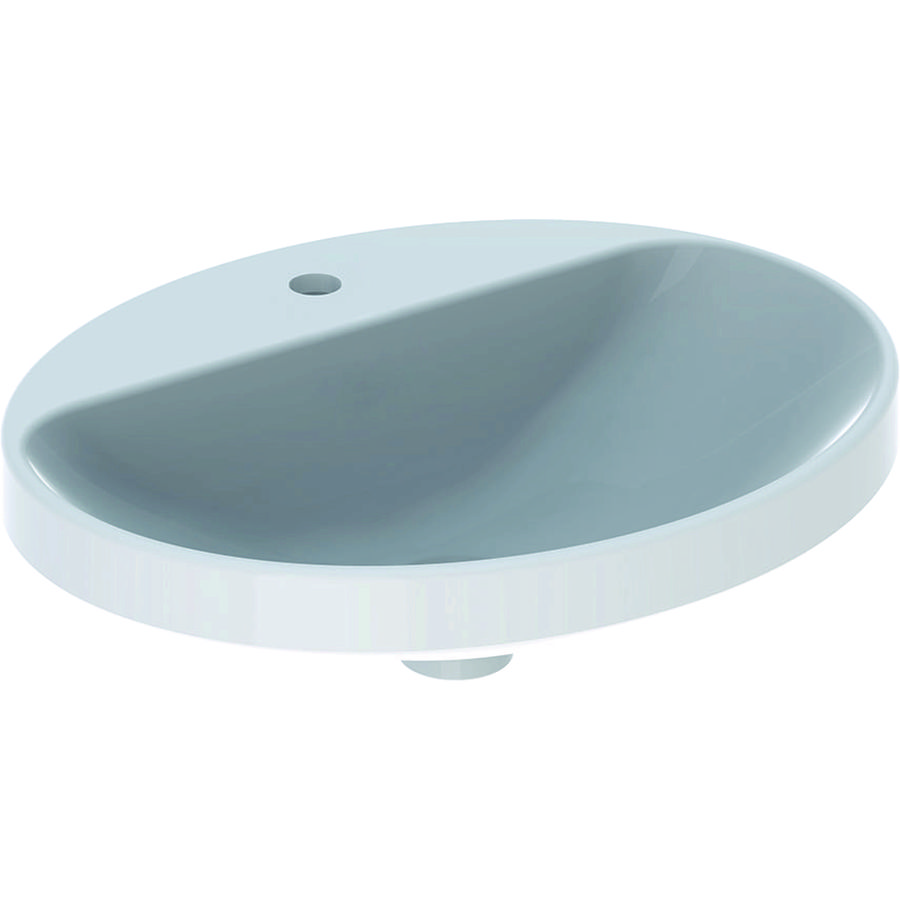 VariForm opbouwwastafel ovaal met kraanbank 55x45cm zonder overloop wit