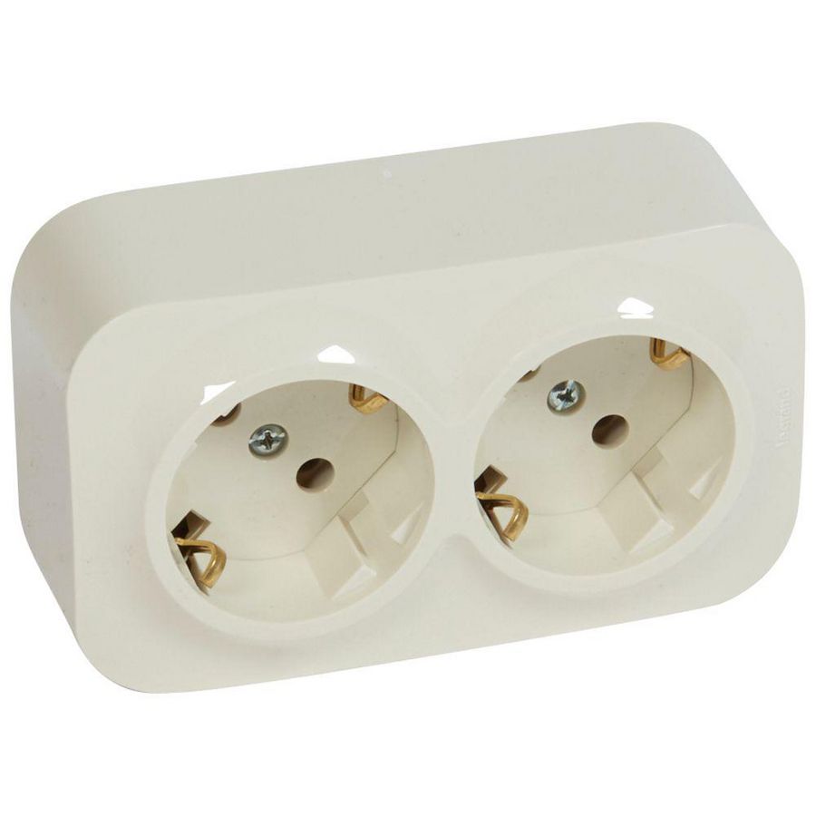 Wandcontactdoos 2x2P + A creme zonder KV Forix