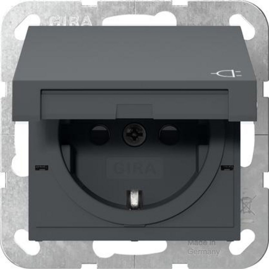 wandcontactdoos met randaarde KD + Safety Plus SRK System 55 antraciet