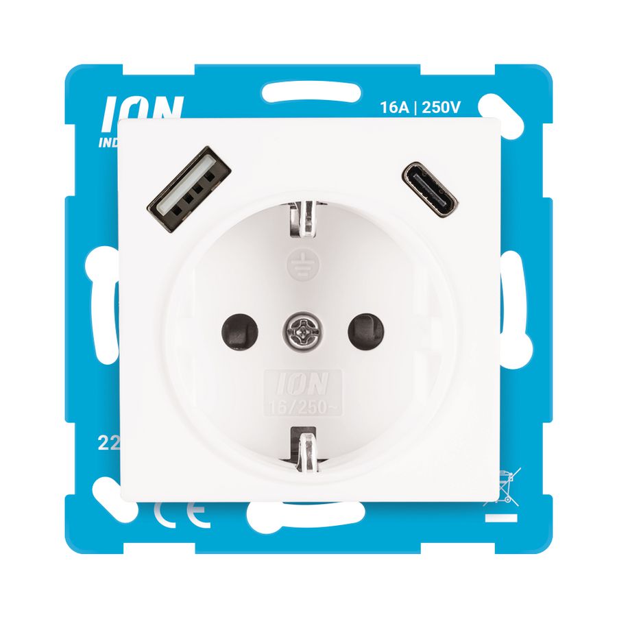 Wandcontactd. RA USB A+C aanraakbev. V1/J1 alpin w.