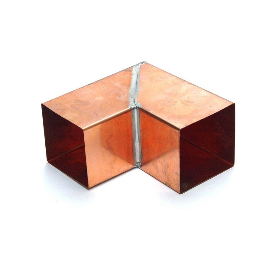 Koperen HWA bocht vierkant 90° 80x80mm