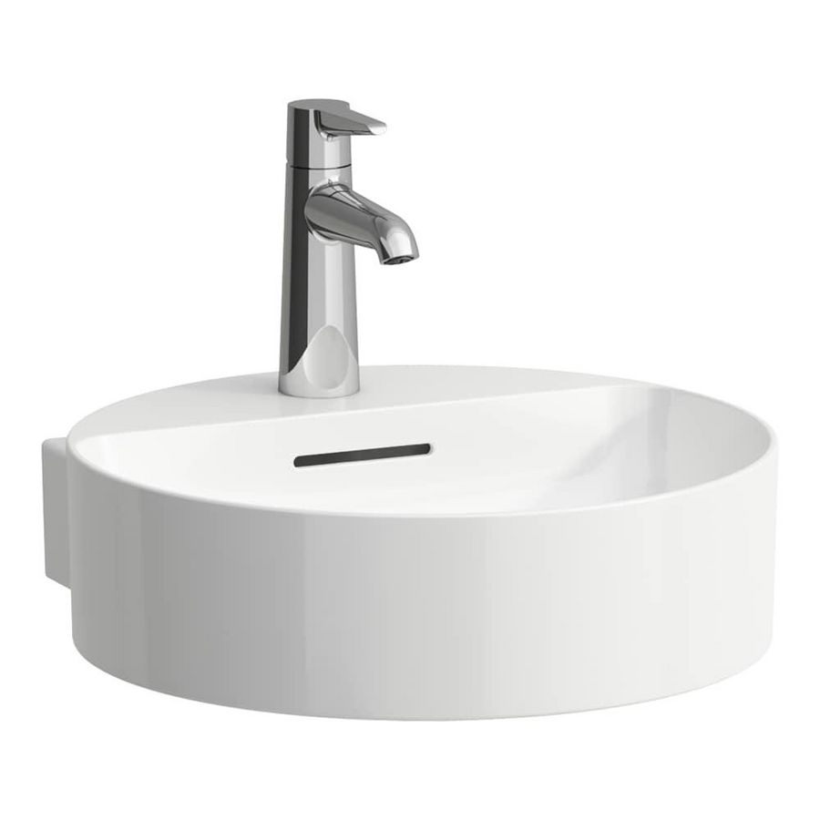 Wast. 400x425mm met kraangat m. overl. en gesl. onderz. wit