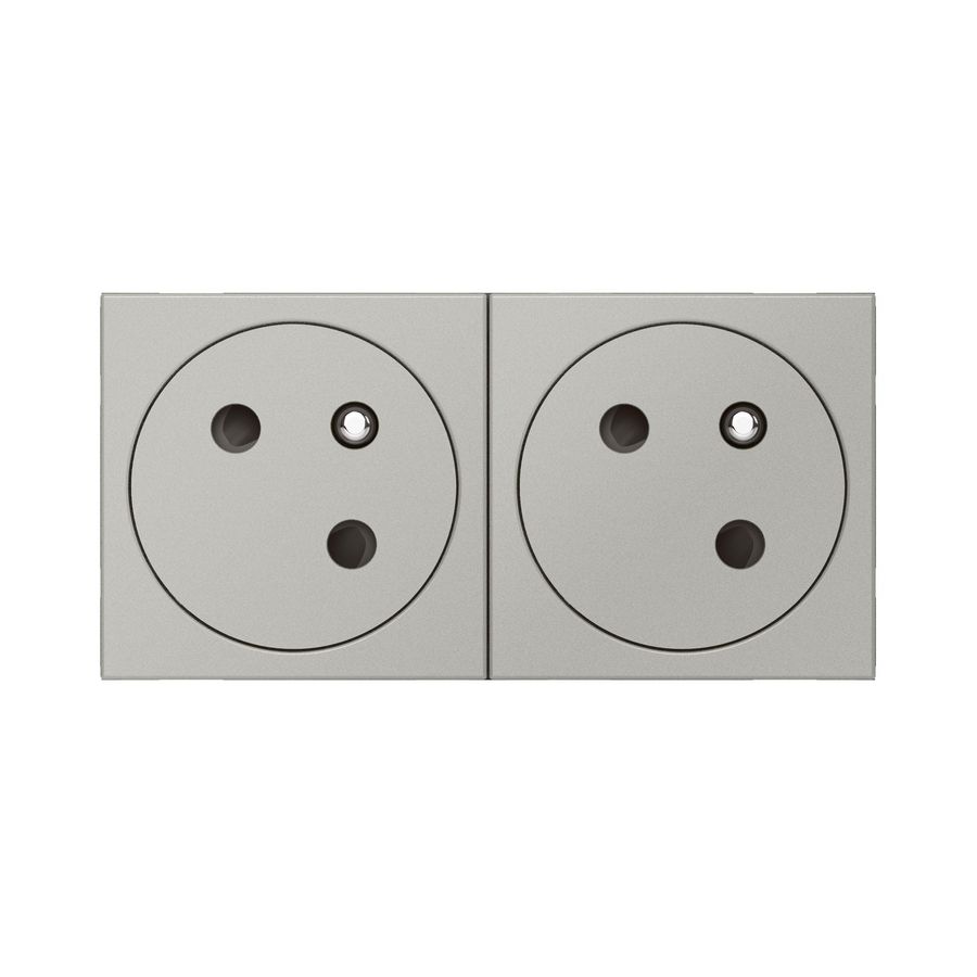 Contactdoos Link vlak 2x2P + A 45° 4 modulen ALU Mosaic