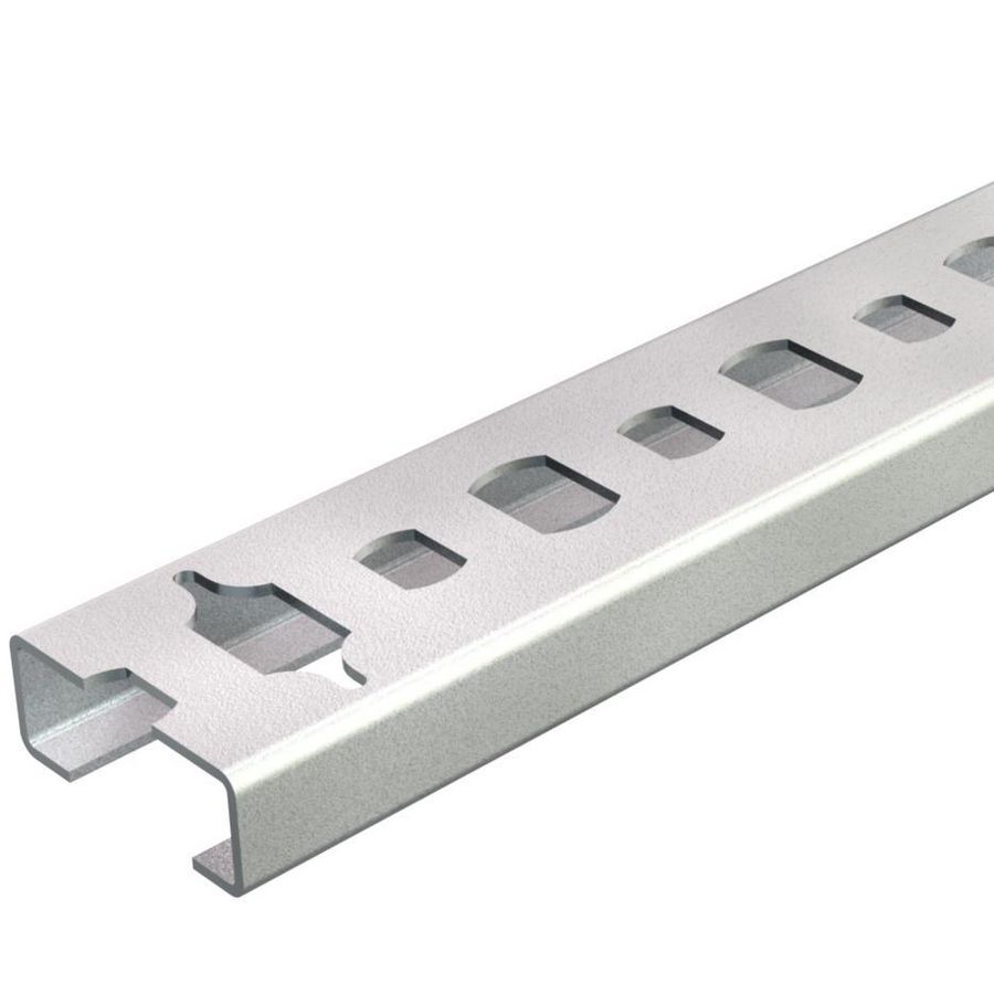 Lengte a 2m. profielrail. geperforeerd sleufbreedte 11mm 20x8mm blank