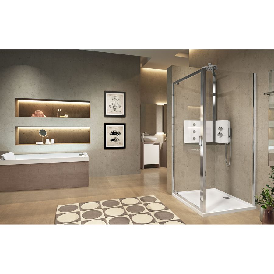 Lunes 2.0 FZ vaste wand 880-910x1950mm chroom helder
