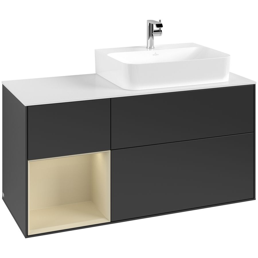 Wastafelonderkast Finion 1200x603x501mm Black Matt Lacquer F141HJPD