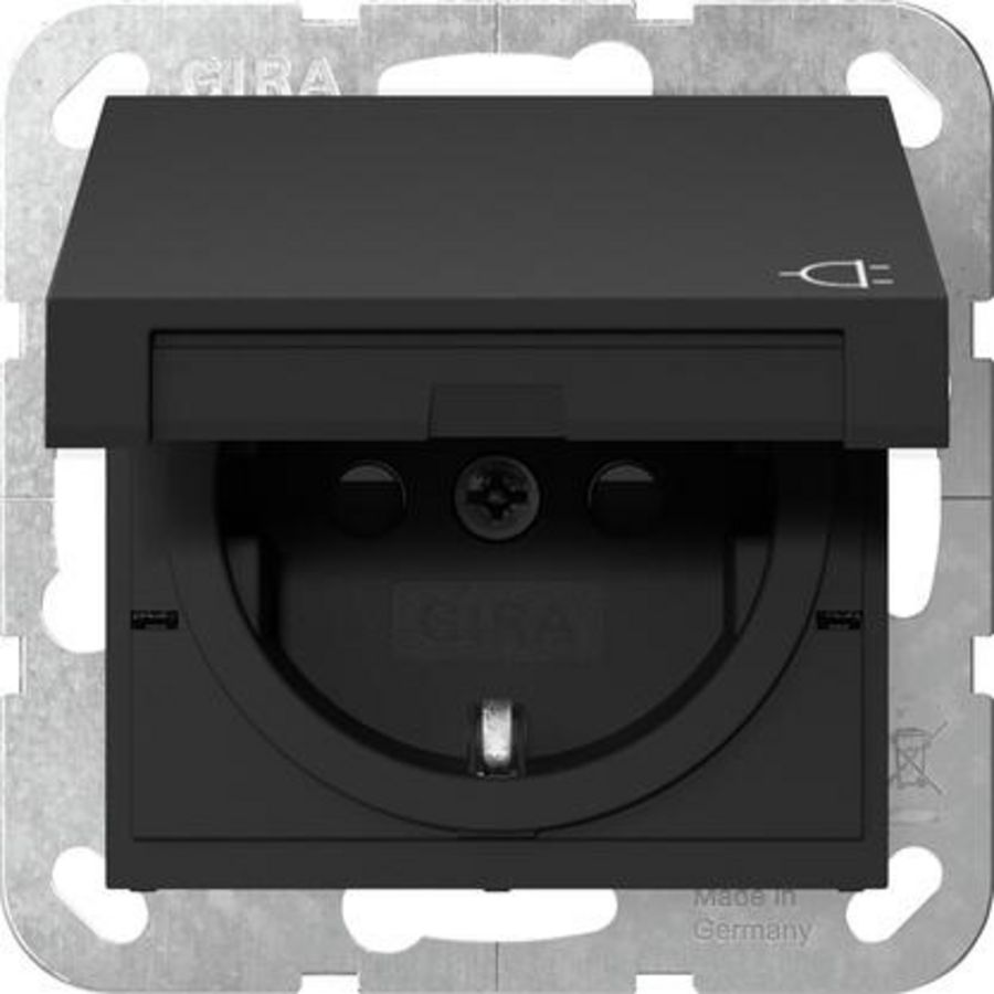 wandcontactdoos met randaarde KD + Safety Plus SRK System 55 zwart m