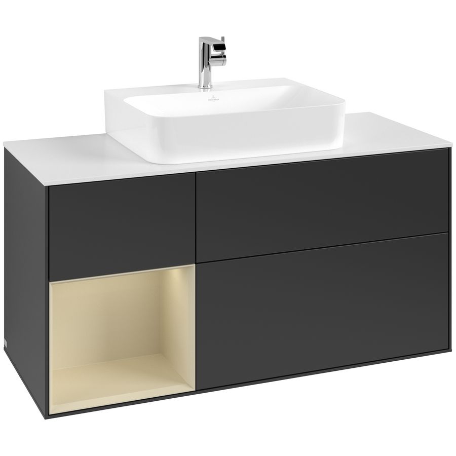 Wastafelonderkast Finion 1200x603x501mm Black Matt Lacquer F161HJPD